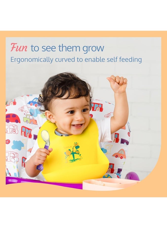 Luvlap Joy Star Baby Self Feeding Spoon Set, Soft Silicone Tip, BPA Free, 2 pcs, Magenta / White - Image 4