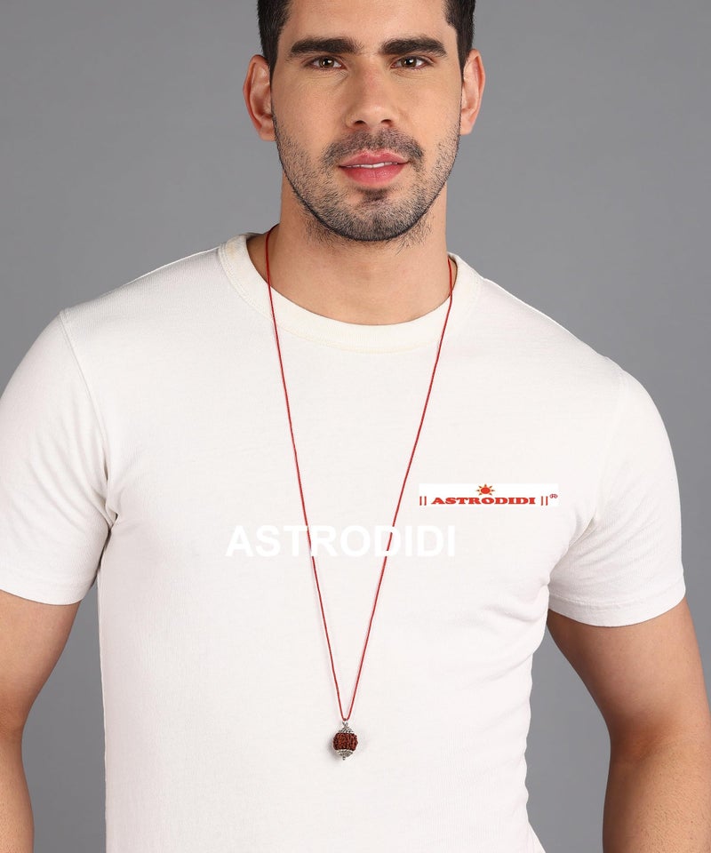 ASTRODIDI 4 Mukhi Rudraksha Pendant with Lab Certified | Nepali Four Face Original Rudraksh | Astrological Benefits | Unisex Design for Men & Women Boys and Girls - Image 4