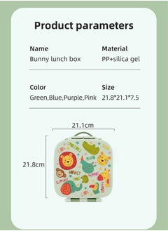 hibobi Portable Kids Lunch Box with Food Grade Silicone, 3-Compartment Large Storage Space, Leak proof, Microwave, Dishwasher, Freezer Safe, Bpa-Free, Green  - Image 5