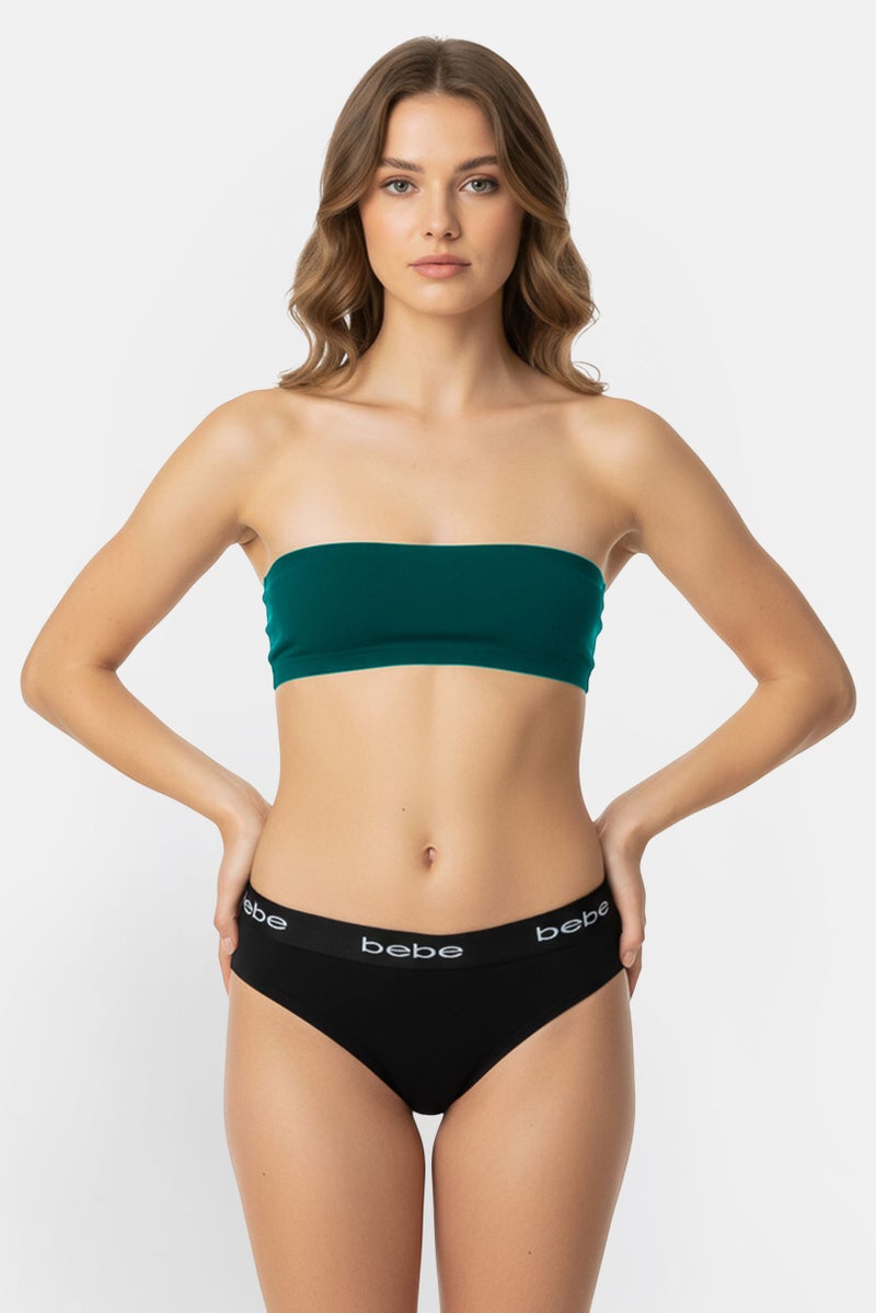 bebe Women 3 Pieces Brand Logo Cheeky Panties, Multicolor - Image 1