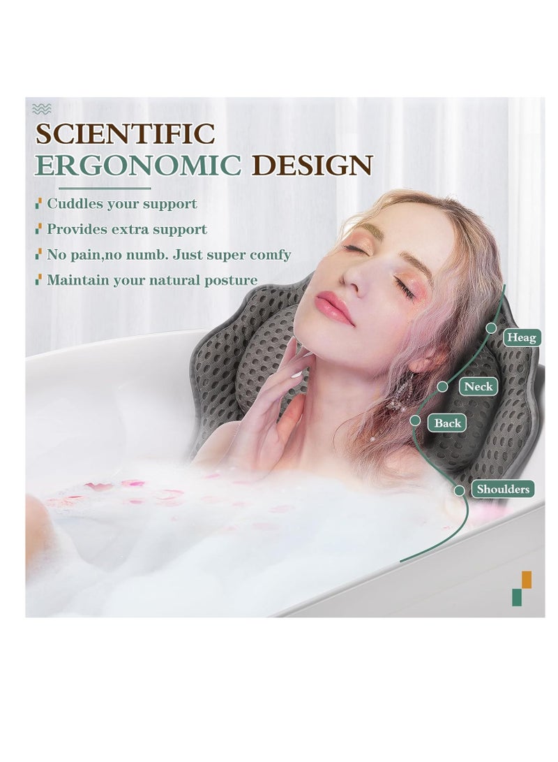 RUVINCE Bath Pillow RUVINCE Ergonomic Luxury Bathtub Pillow with Head,Neck, Shoulder and Back Support, 4D Bath Pillows for tub with 6 Powerful Suction Cups, Fits All Bathtub  - Image 2