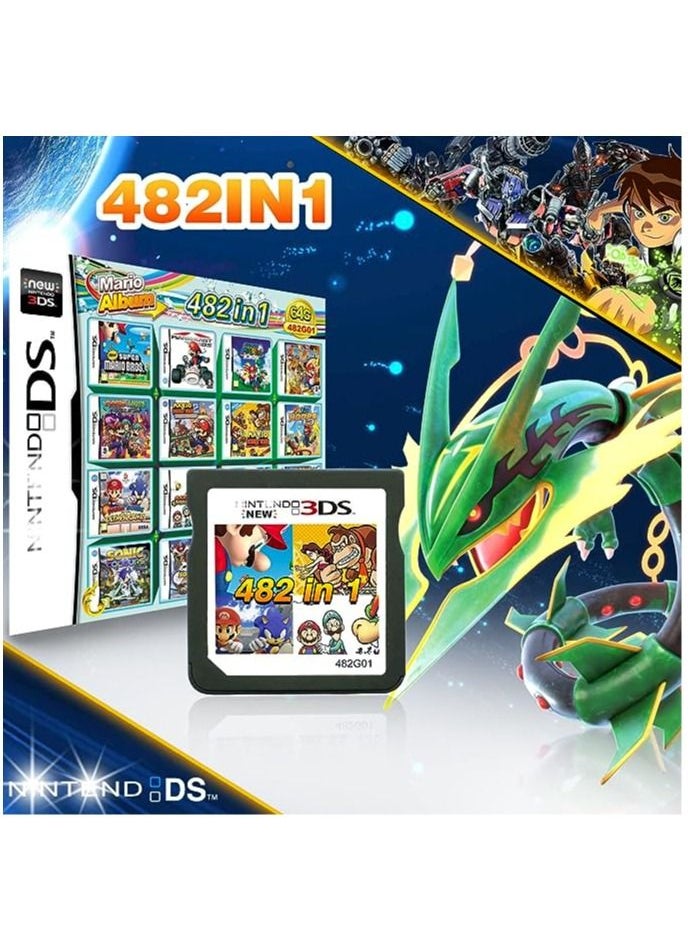 KASTWAVE - 482 in 1 Game Card, Super Combo Game Cartridge, Game Card Containing 482 Classic Nostalgic Games, Game Pack Card Super Combo, Suitable for Most DS / 2DS / 3DS Console of Game Consoles - Image 1