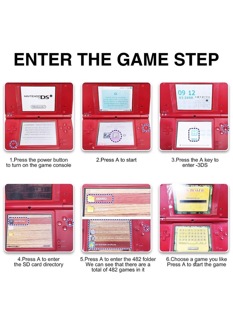 KASTWAVE - 482 in 1 Game Card, Super Combo Game Cartridge, Game Card Containing 482 Classic Nostalgic Games, Game Pack Card Super Combo, Suitable for Most DS / 2DS / 3DS Console of Game Consoles - Image 1