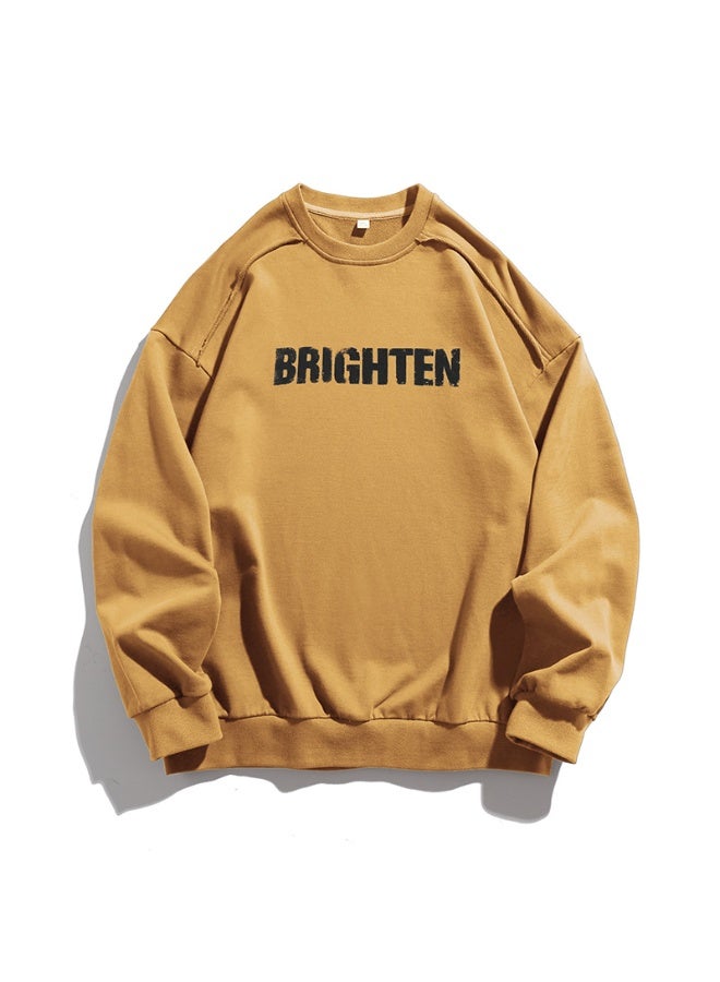 NIBEMINENT Men's Sweatshirt Spring Season Unique Design Letter Print Casual Free American Retro Jacket Trendy Solid Color - Image 1