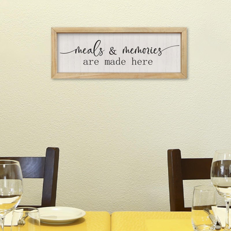comurdyo Meals and Memories Are Made Here Sign Wall Decor 16"Ã—6" for Dining Room Kitchen Wooden Framed Hanging Wall Art (Wood) - Image 5