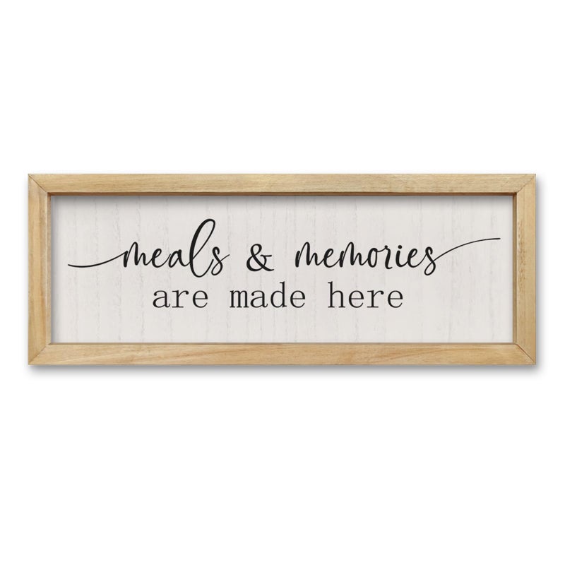 comurdyo Meals and Memories Are Made Here Sign Wall Decor 16"Ã—6" for Dining Room Kitchen Wooden Framed Hanging Wall Art (Wood) - Image 1
