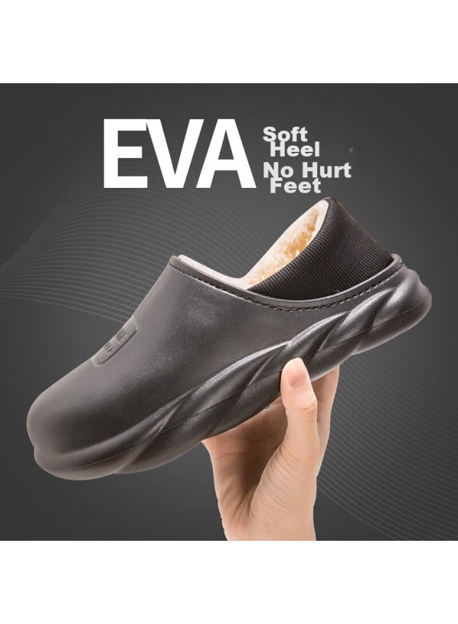 Tzldn Waterproof Cotton Shoes, Men's Autumn And Winter Warm Slippers, Home Full-coverage Cotton Shoes, Semi-wrapped Cotton Slippers For Me - Image 1