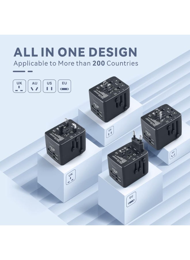 Baytion Universal Travel Adapter, All in One Power Adapter with 5.6A Smart Power, 3.0A USB Type-C, Worldwide for USA EU UK AU - Image 2