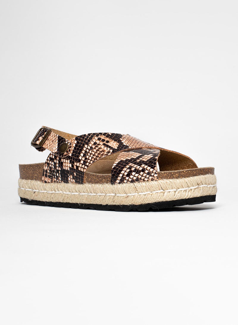 BAYTON Leida Beige Python Platform Sandals  - Image 1