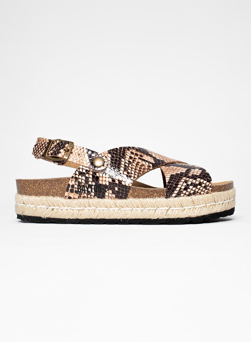 BAYTON Leida Beige Python Platform Sandals  - Image 2