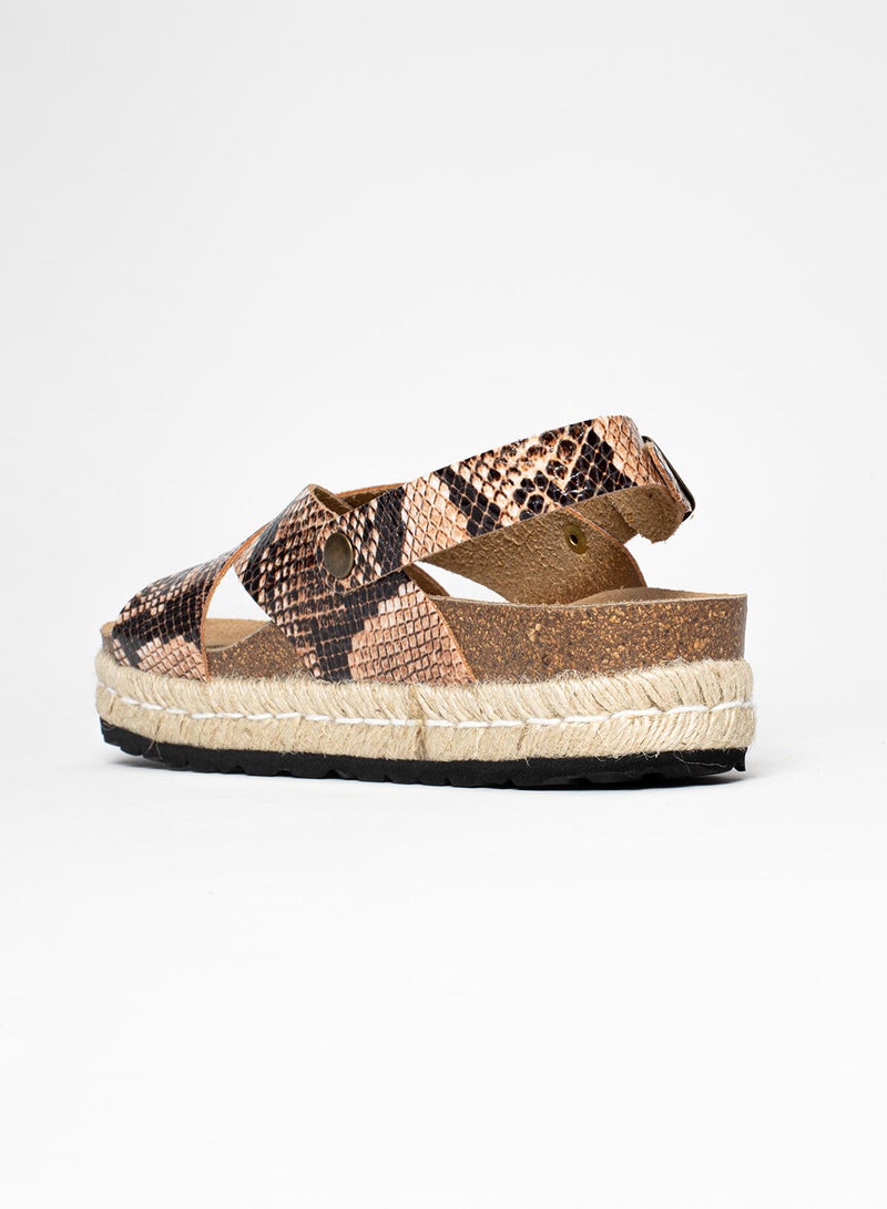 BAYTON Leida Beige Python Platform Sandals  - Image 4