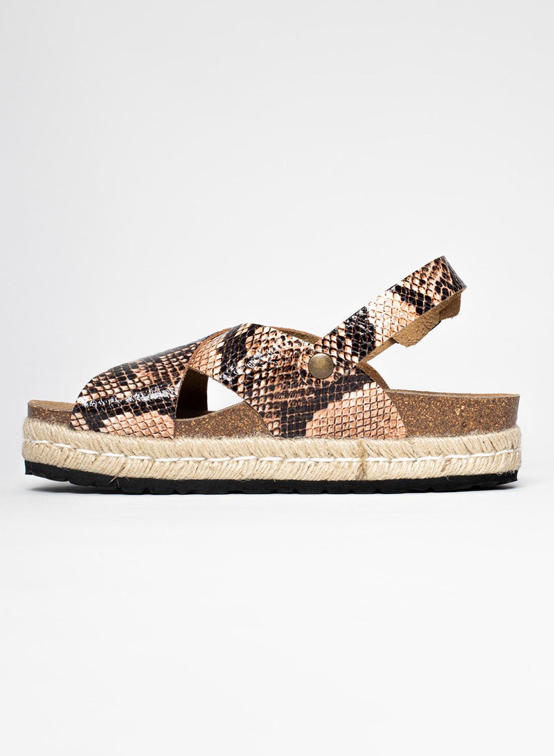 BAYTON Leida Beige Python Platform Sandals  - Image 5
