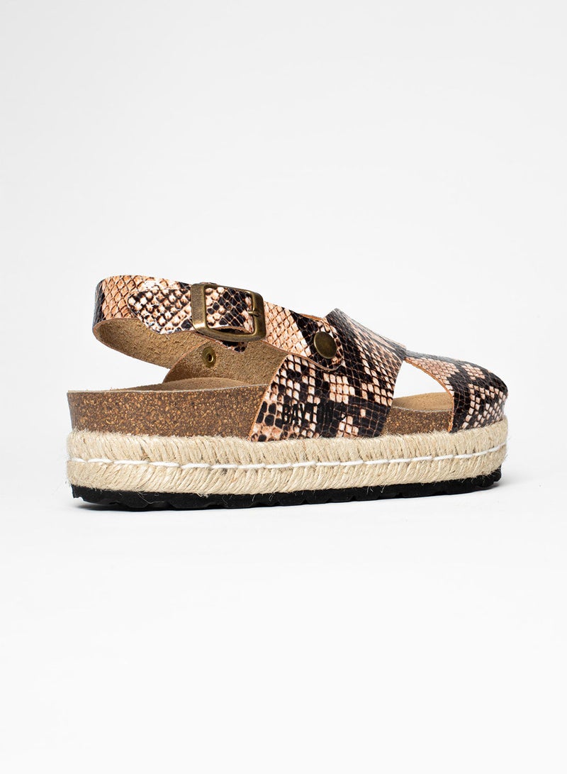 BAYTON Leida Beige Python Platform Sandals  - Image 3