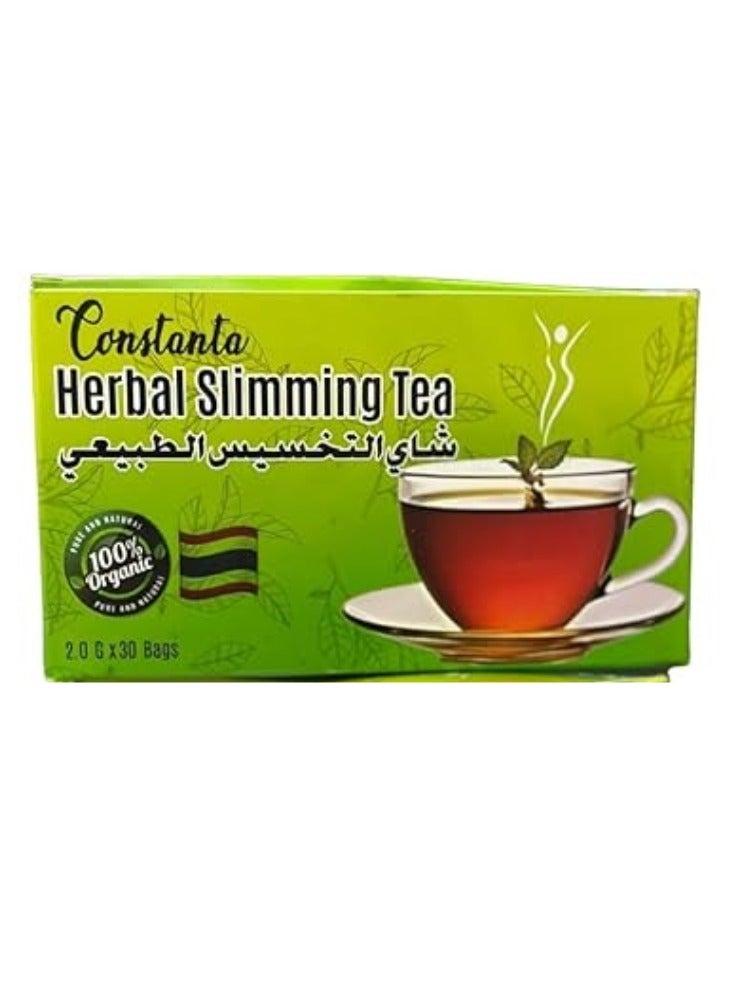 CONSTANTA Organic Herbal Slimming Tea Blend with Wild Sickle Senna and Green Tea for Natural Weight Loss and Appetite Control, 30 Tea Bags 