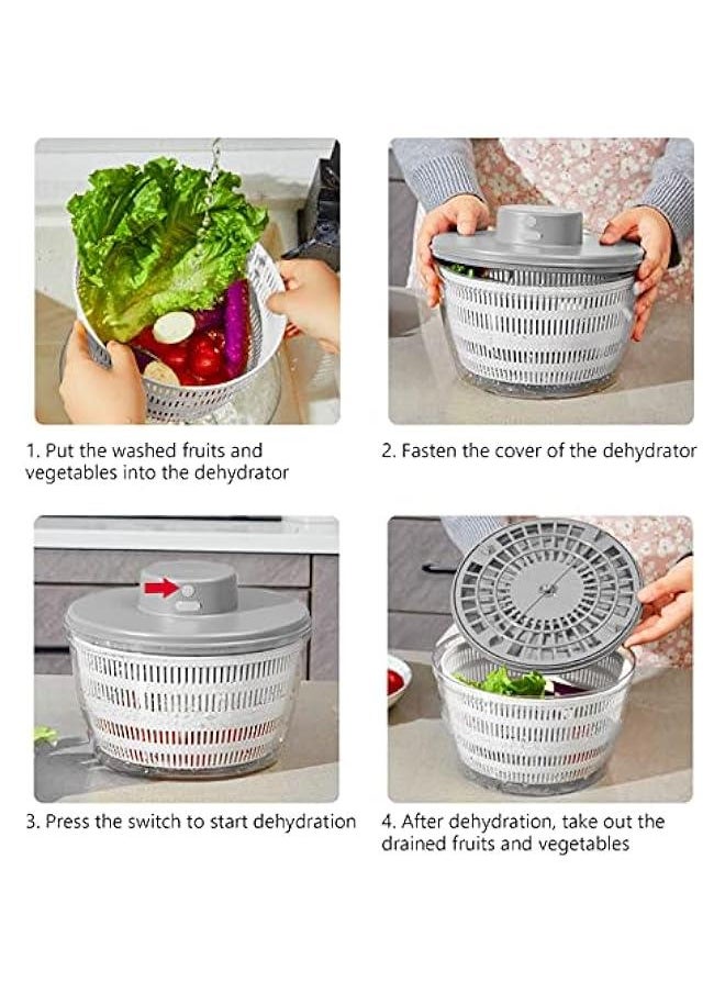 Generic Electric Salad Spinner,Automatic Salad Rotator,USB Chargeble Lettuce Spinner- Easy Water Drain System,Lettuce Cleaner and Dryer for Home Kitchen Washing & Drying Leafy Vegetables (White)  - Image 4
