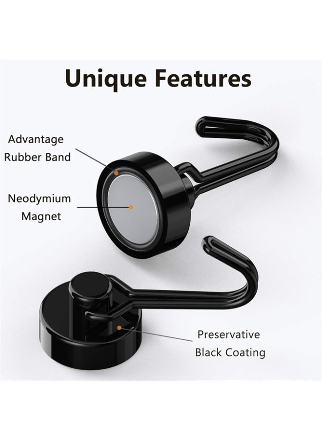 HOMESTAR 8 Pieces Magnetic Hooks, with Rust Proof for Indoor or Outdoor Hanging, Refrigerator, Grill, Kitchen, Key Holder, Labubu Toy, Black - Image 2