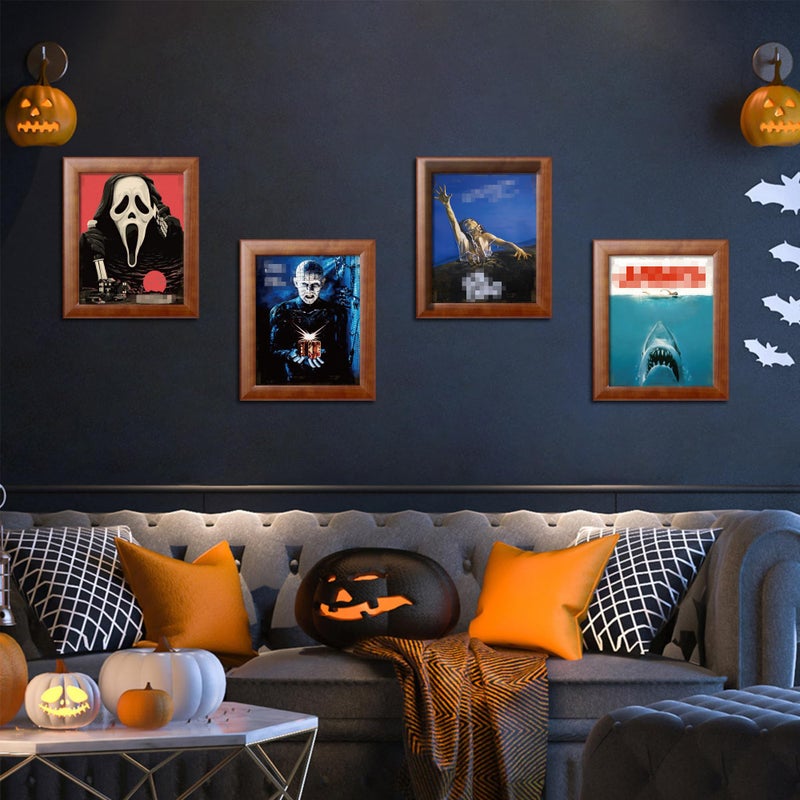 Eartim 9Pcs Horror Classic Movie Characters Poster Set, Vintage Wall Art Prints Scary Movie Character Printing Poster for Halloween Party Haunted House Home Living Room Bedroom Office Decor - Image 4