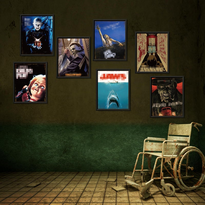 Eartim 9Pcs Horror Classic Movie Characters Poster Set, Vintage Wall Art Prints Scary Movie Character Printing Poster for Halloween Party Haunted House Home Living Room Bedroom Office Decor - Image 3