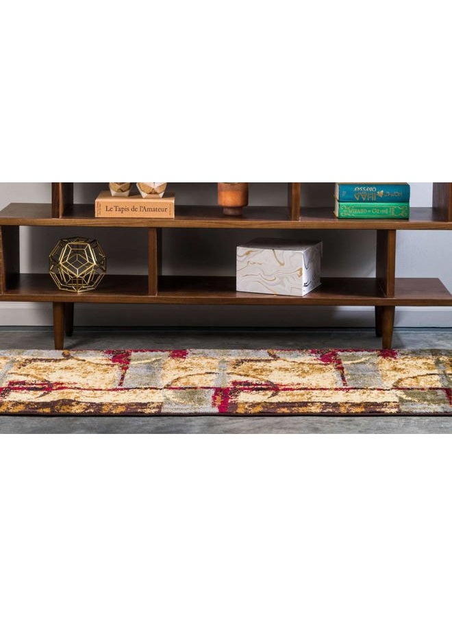 Unique Loom Barista Collection Abstract Vintage Modern Rustic Warm Multi Runner Rug (2' 0 x 12' 0) - Image 3