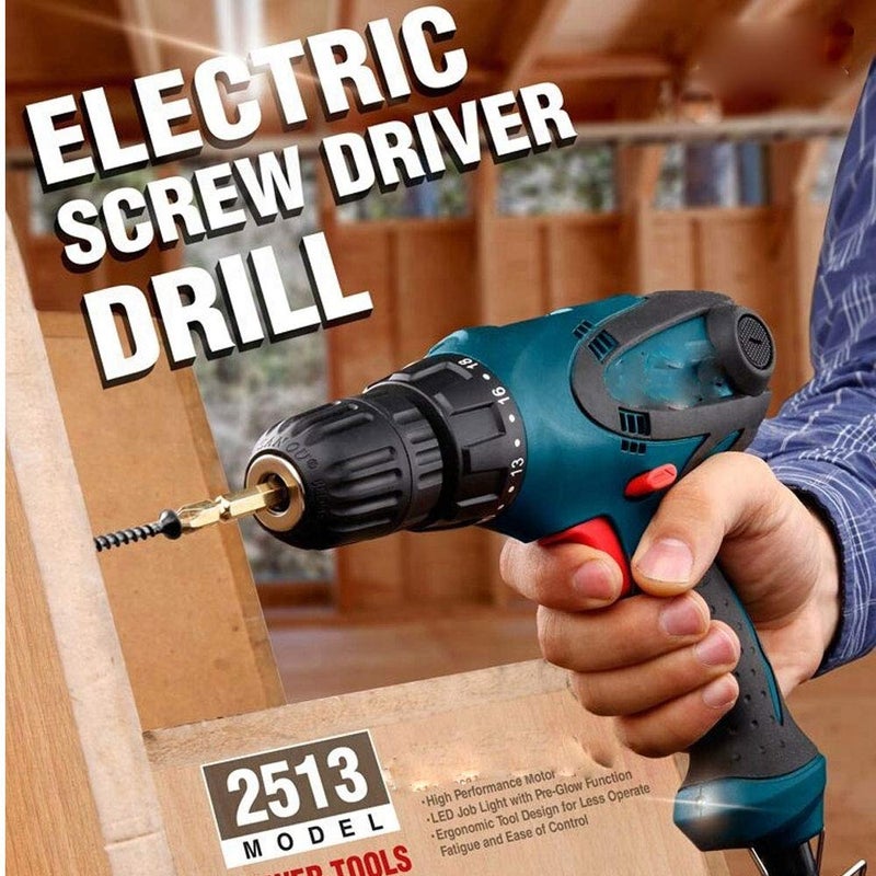 MLD نظام ضبط عزم الدوران MLD مفك كهربائي مع آلة حفر 10 مم مفك حفر مسدس براغي مزود بسلك مع 3 قطع بت PH2 KM10310 مم 350 واط 750 دورة في الدقيقة 230 فولت متعدد الألوان بلاستيك - Image 3