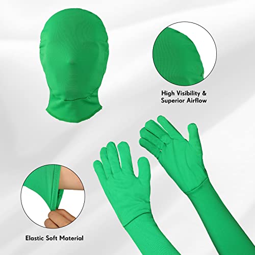 Foaincore Chromakey Green Screen Gloves Hood Chroma Key Glove and Hood Invisible Effects Background Chroma Keying for Green Screen Photography Photo Video Film Make - Image 4
