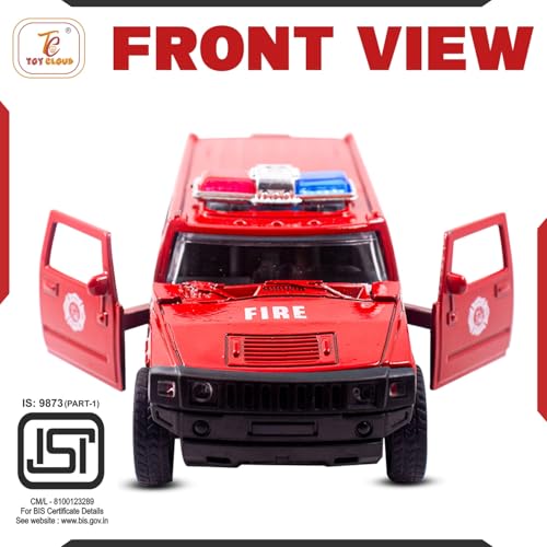 Toy Cloud Hummer Fire Brigade Car 1:32 Scale Die-Cast Metal Toy with Opening Doors and Pull Back Action Realistic Toy Car - Image 3