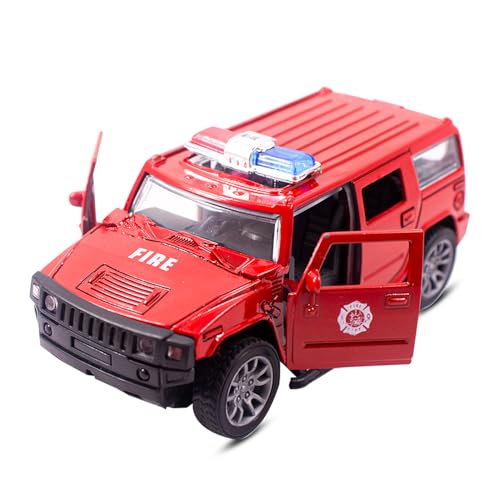 Toy Cloud Hummer Fire Brigade Car 1:32 Scale Die-Cast Metal Toy with Opening Doors and Pull Back Action Realistic Toy Car - Image 2