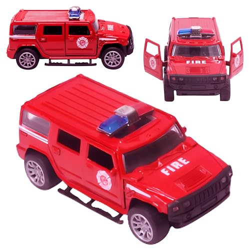 Toy Cloud Hummer Fire Brigade Car 1:32 Scale Die-Cast Metal Toy with Opening Doors and Pull Back Action Realistic Toy Car - Image 1