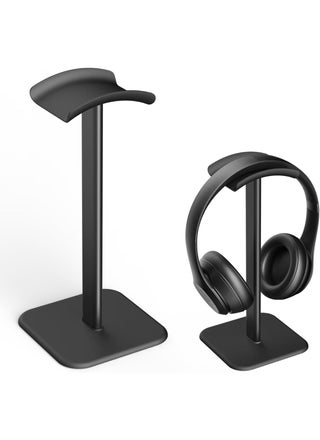 Aluminum Headphone Stand – Universal Headset Holder with ABS Base (Black)
