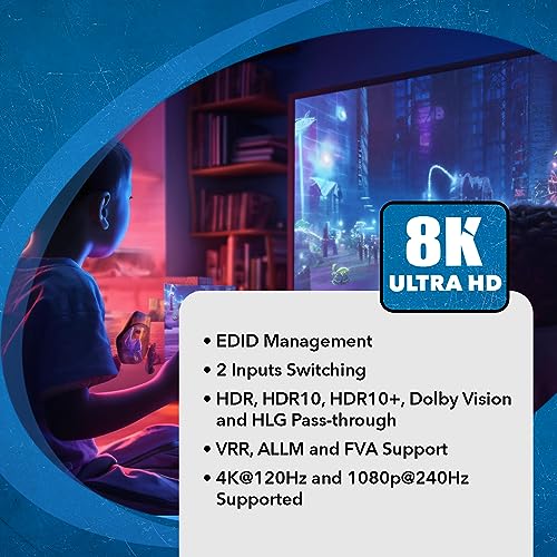 OREI 8K HDMI Splitter 2 in 2 Out, Resolutions Up to 4K@120Hz, Dolby Vision Pass-Through, HDCP 2.3, Auto EDID Management, Does NOT Extend Display - (BK-22) - Image 3