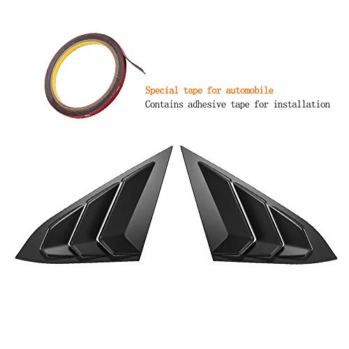 Thenice for 10th Gen Civic Rear Side Window Louvers Racing Style Triangular Window Glass Blinds Compatible with Honda Civic Sedan 2021 2020 2019 2018 2017 2016 -Matt Black - Image 3