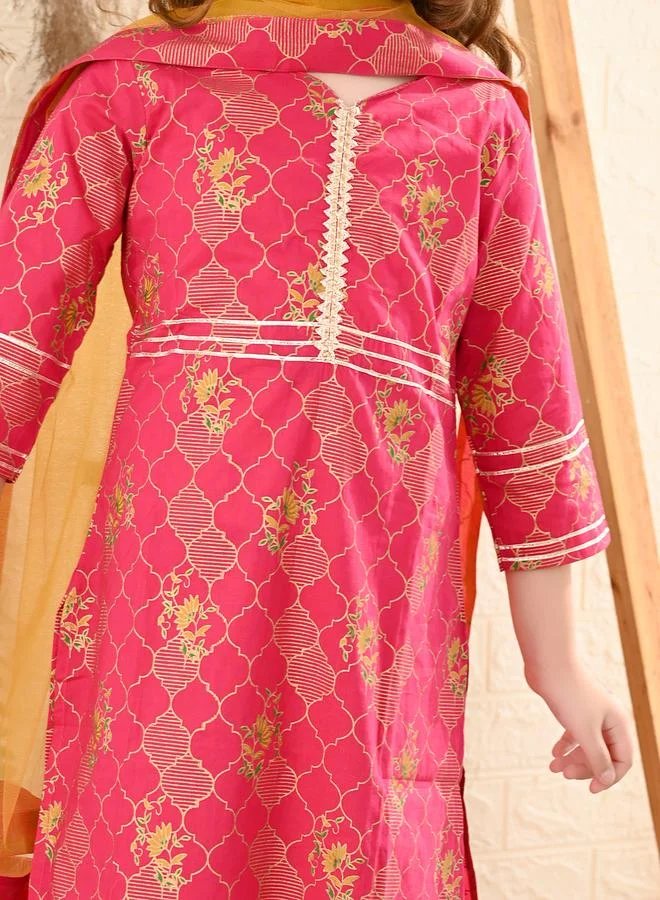 LILPICKS Printed Kurta Sharara Set with Dupatta