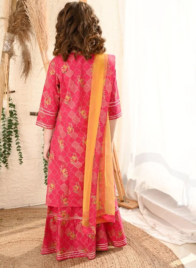 LILPICKS Printed Kurta Sharara Set with Dupatta