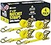 DC Cargo Mall Heavy Duty Ratchet Tie Down Straps 4 Pack 2 x 27 with Double J Hooks 10000 lbs Break Strength - Image 2