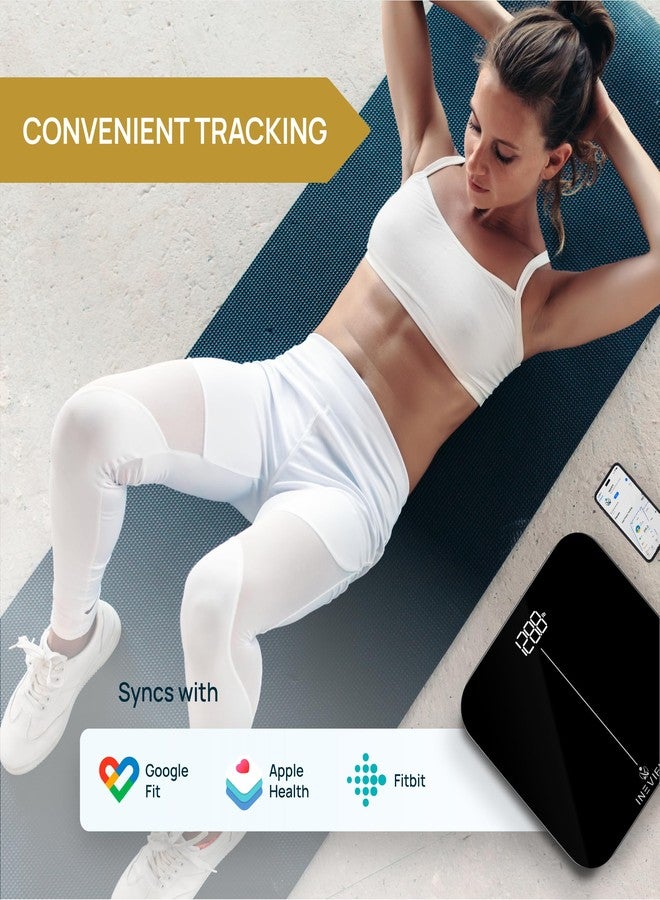 إنيفي فيت ميزان الحمام الذكي الممتاز من INEVIFIT، ميزان رقمي عالي الدقة يعمل بتقنية البلوتوث لقياس وزن الجسم، يقيس الوزن ومؤشر كتلة الجسم بدقة لعدد غير محدود من المستخدمين. - Image 4
