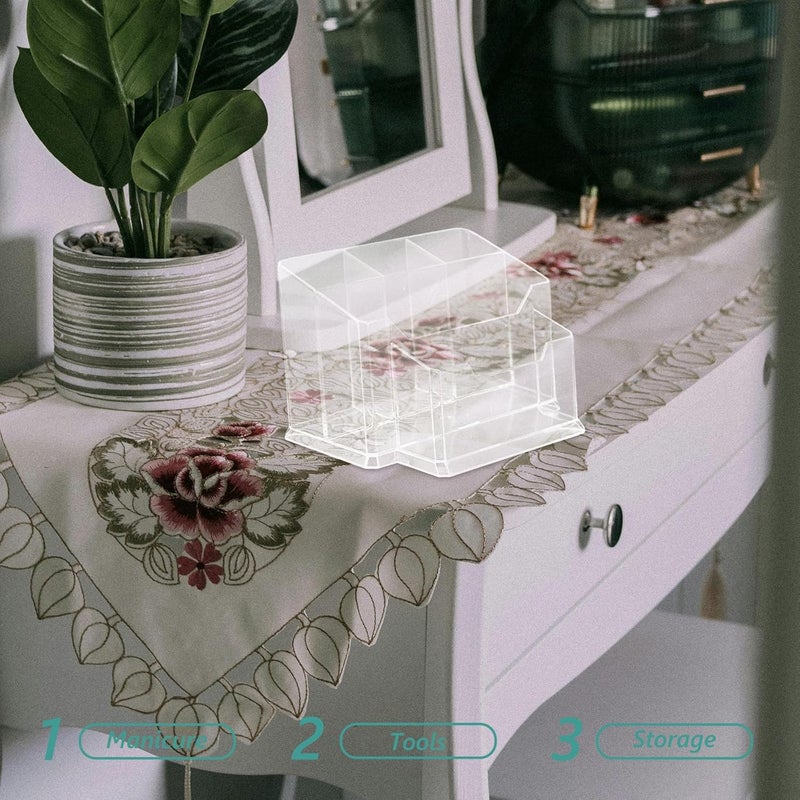 Nail Tool Storage Box Multi-compartment Manicure Supply Holder Desktop Organizer for Home Use Cosmetic and Manicure Accessories Storage Case - Image 4