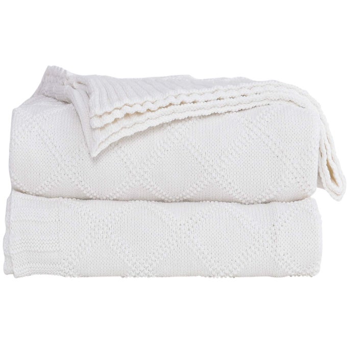 COTTON KNIT WHITE THROW BLANKET FOR COUCH SOFA BED HOME DECORATIVE SOFT COZY SWEATER WOVEN FALL THROW BLANKET