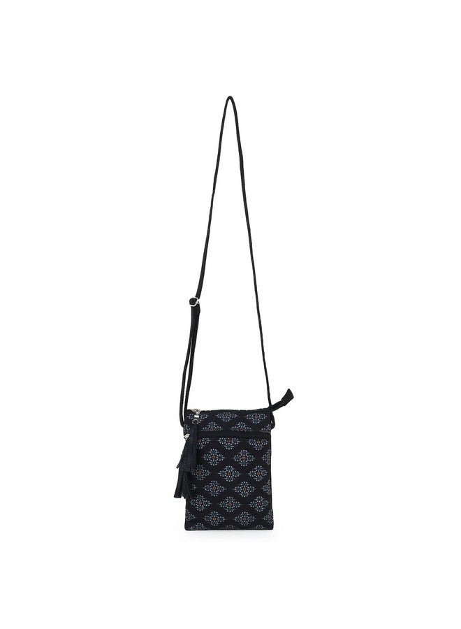 Anekaant Black & Multi Canvas Ethnic Motifs Sling Bag - Image 3