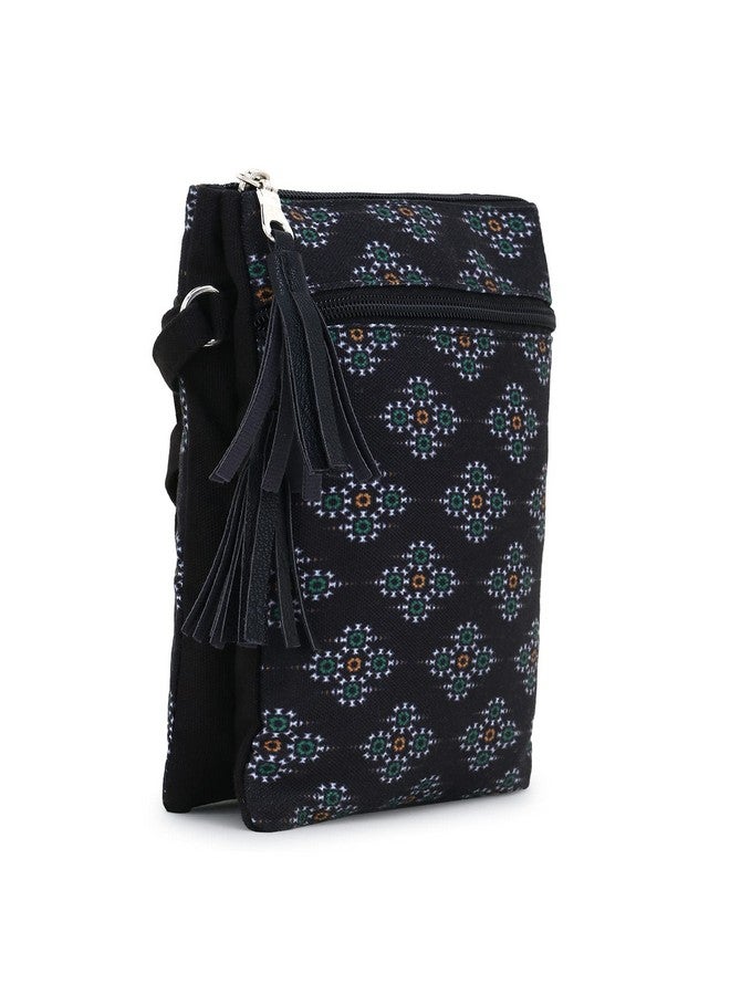 Anekaant Black & Multi Canvas Ethnic Motifs Sling Bag - Image 4