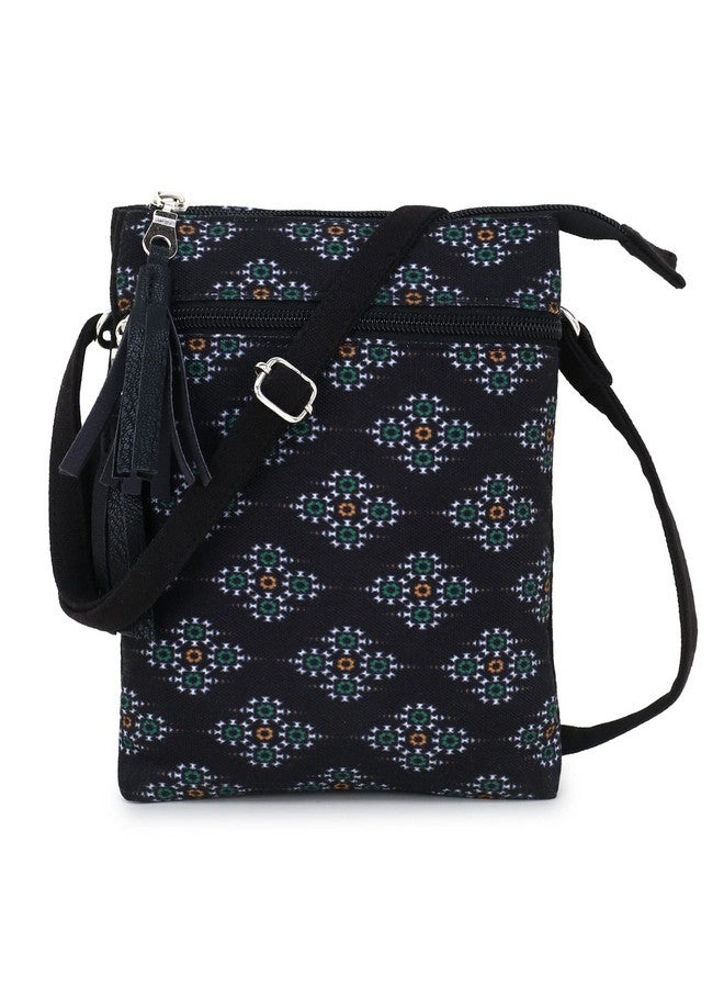 Anekaant Black & Multi Canvas Ethnic Motifs Sling Bag - Image 2