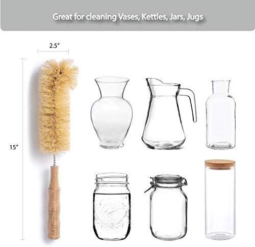 HELLO NATURE 4Pcs Long Handle Bottle Cleaning Brush Set by HELLO NATURE Sustainable  Biodegradable Natural Fibre Bamboo Handle Brushes ZeroWaste  Plastic Free - Image 2