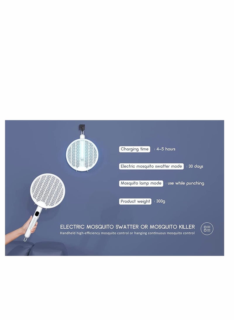 KASTWAVE Electric Fly Swatter Fold Mosquito Zapper Handheld Mosquito Zapper Killer 3000 Volt Insect Fly Trap Fly Zapper Racket for Indoor and Outdoor Pest Control Large Size with LED Light and 2 Layer Mesh  - Image 3