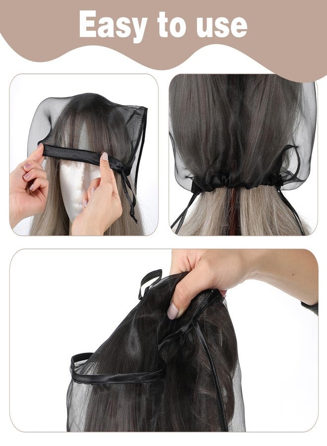 Aeaocvo 2 Pcs Wig Bags Storage, Adjustable Wig Covers with Drawstring, Keep Fresh Hair Stand Dust Covers Storage Travel Bags for Home Travel Salon (Black) - Image 4