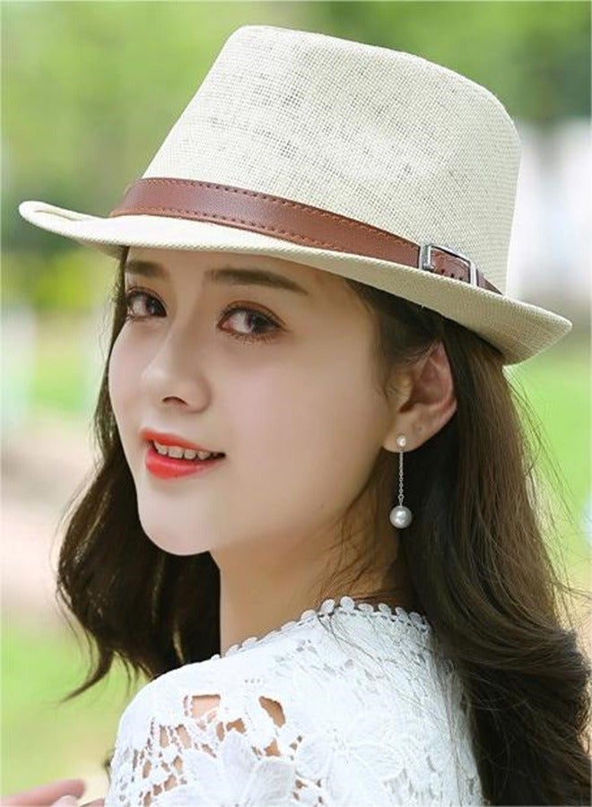 roaiss 2-Piece Straw Woven Gentlemen's Hat Pu Leather Decorative Sunshade Retro Jazz Hat Summer Comfortable And Breathable Fashion Hat  - Image 3