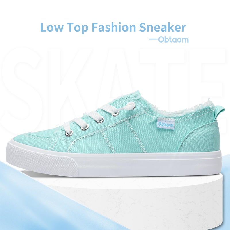 Obtaom Women's Play Fashion Sneaker Comfortable Canvas Slip on Shoes Washed Canvas Flatsï¼ˆLight Greenï¼ŒUS8ï¼‰ - Image 3