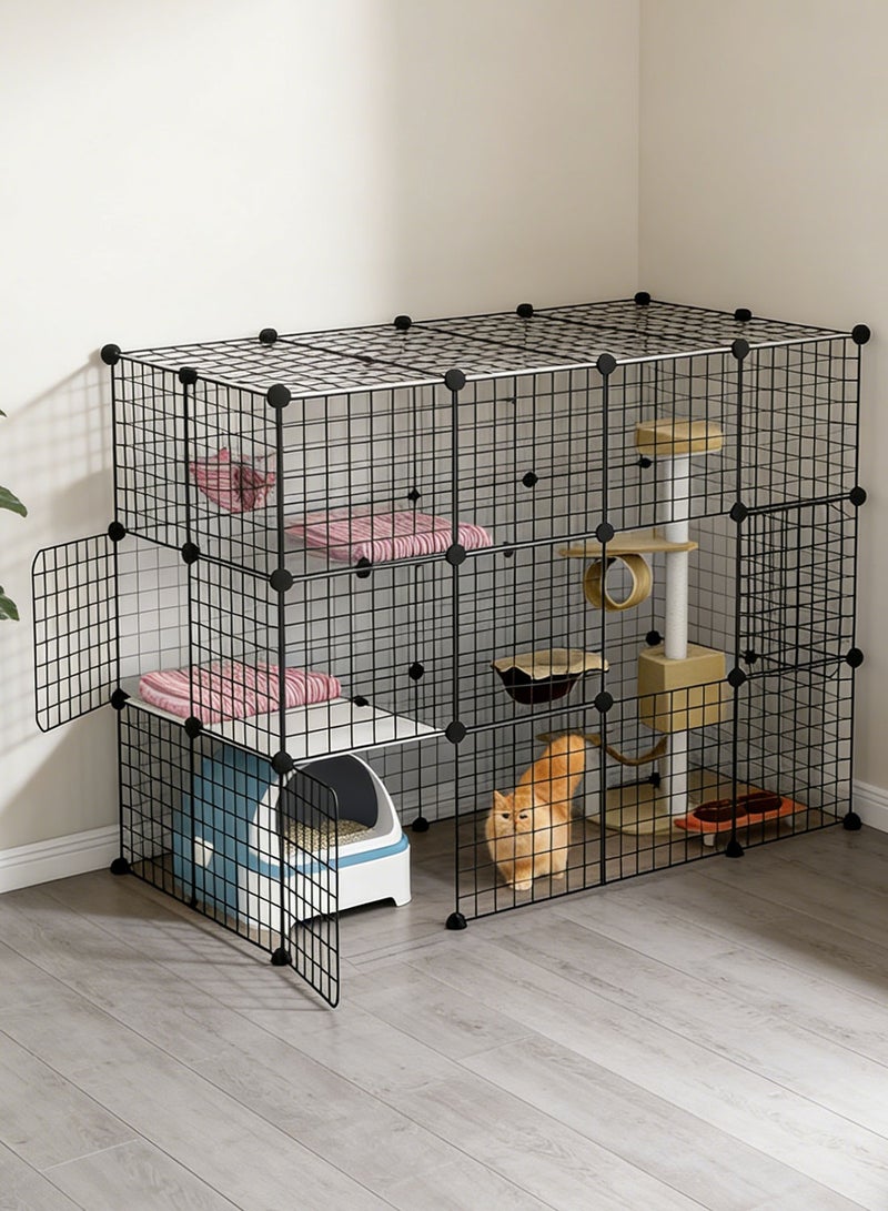 كيدل قطة كبيرة قفص قابلة للفصل الداخلية صندوق الحيوانات الأليفة بيت السياج ممارسة مكان مثالي ل 1-3 القطط، الحيوانات الصغيرة - Image 4