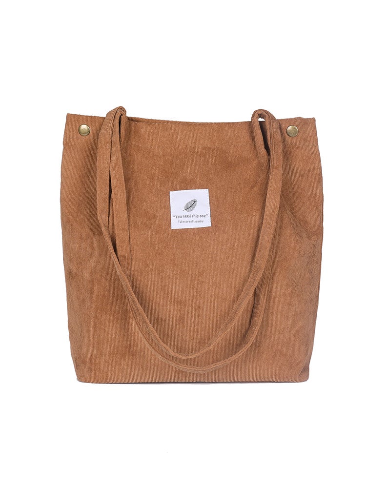 Women Shoulder Bags Corduroy Totes Vintage Holiday Beach Reusable Shopping Bags Students Travel Casual Handbag - Image 2