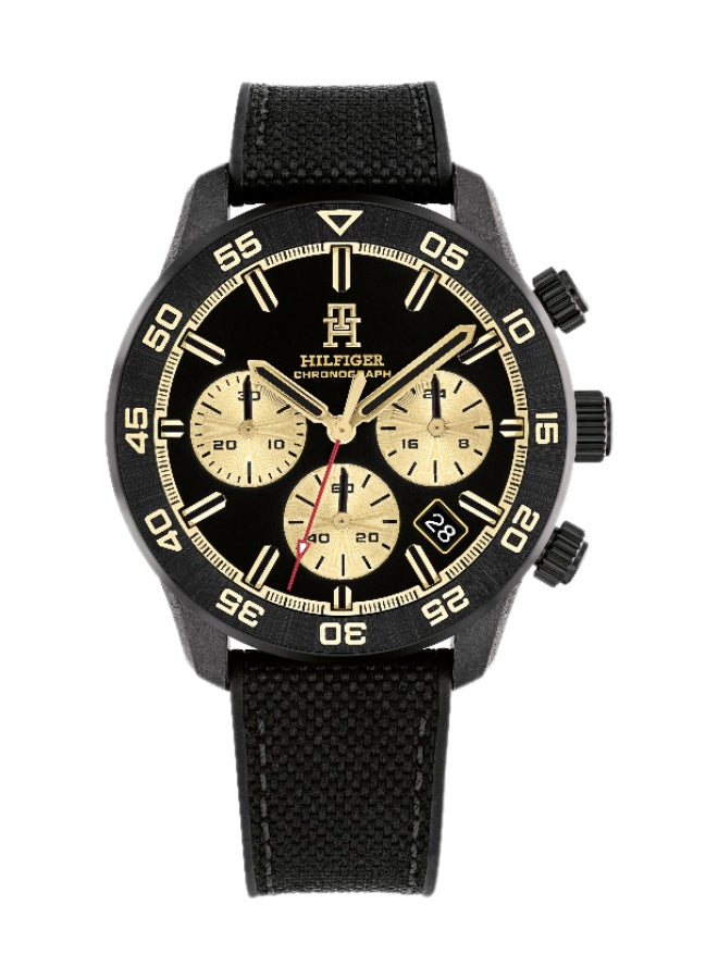 TOMMY HILFIGER ROUND CHRONOGRAPH MEN'S BLACK CASE WATCH - 1792182 - Image 1