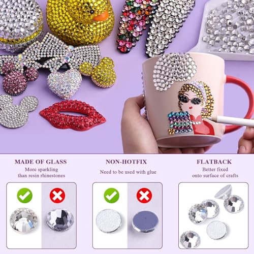BELLEBOOST 2000PCS SS20/5mm Glass Crystal Rhinestones (Clear), Flatback Clear Rhinestones for Bedazzling Crafting DIY Crafts Nail Art Makeup Decoration, Gems Diamond Charms for Tumbler Shoes Clothing Mug - Image 4