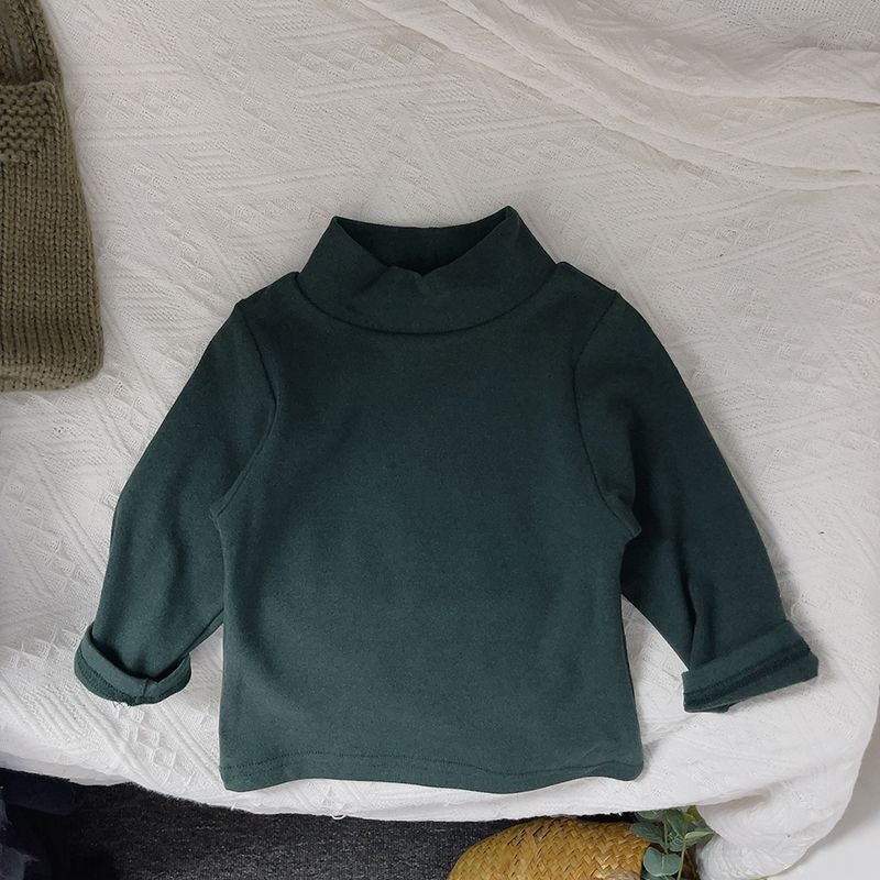 Men'S And Women'S Children'S Wear T-Shirt Top Baby'S Western Style Children'S Personality Trendy Brand Korean Half-High Collar Velvet Base Shirt - Image 4